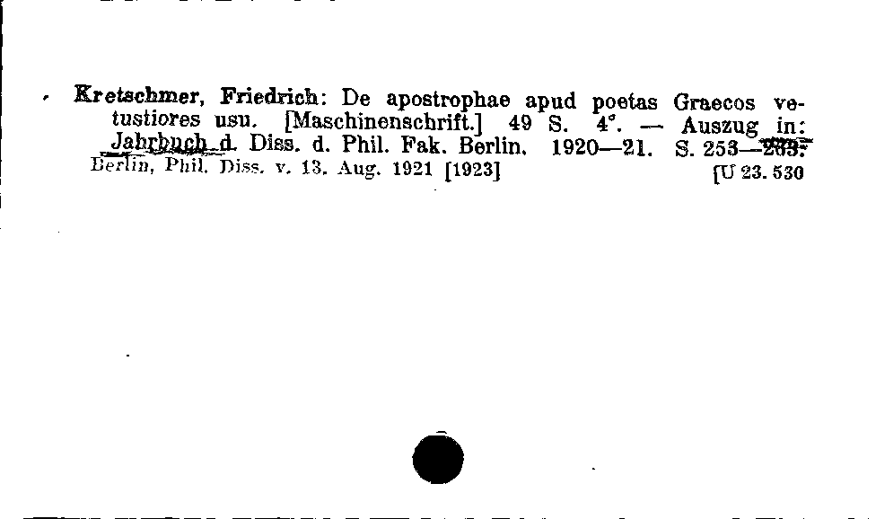 [Katalogkarte Dissertationenkatalog bis 1980]