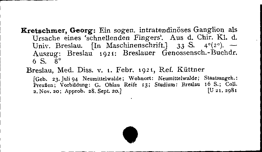 [Katalogkarte Dissertationenkatalog bis 1980]