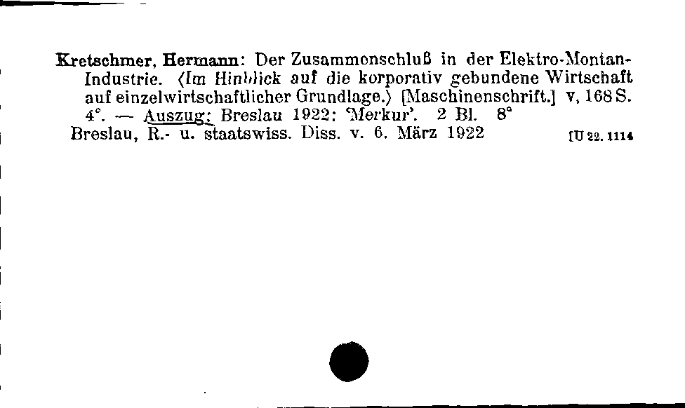 [Katalogkarte Dissertationenkatalog bis 1980]