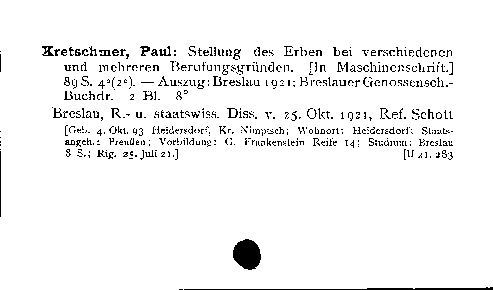 [Katalogkarte Dissertationenkatalog bis 1980]