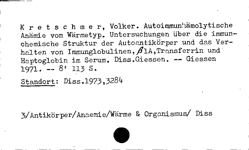 [Katalogkarte Dissertationenkatalog bis 1980]