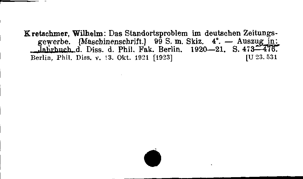 [Katalogkarte Dissertationenkatalog bis 1980]