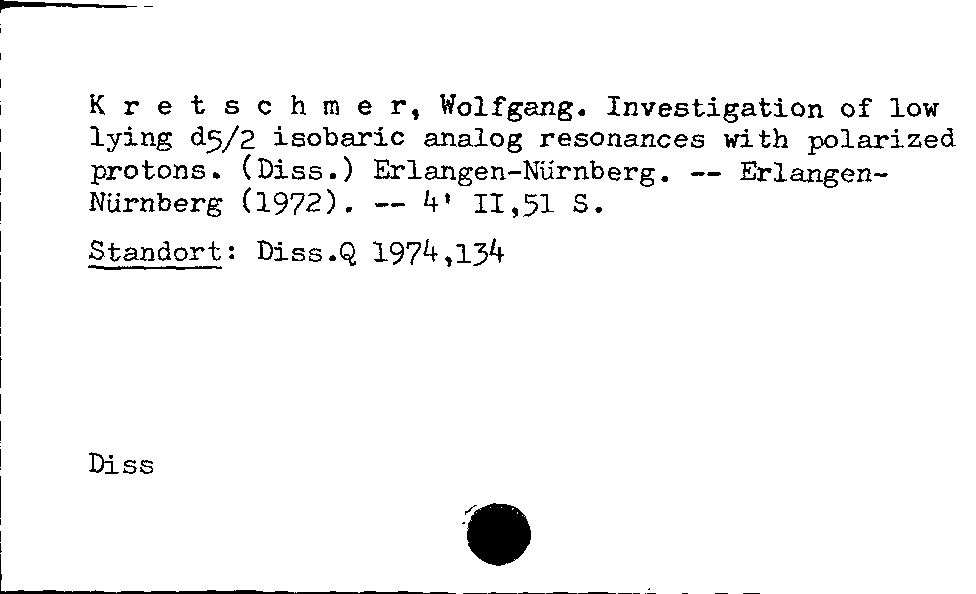 [Katalogkarte Dissertationenkatalog bis 1980]