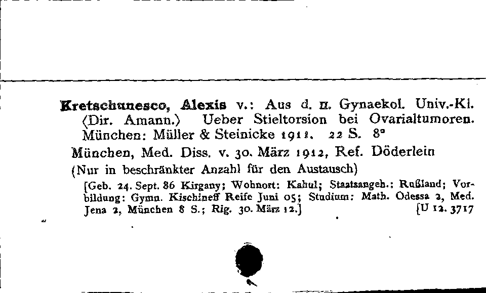 [Katalogkarte Dissertationenkatalog bis 1980]