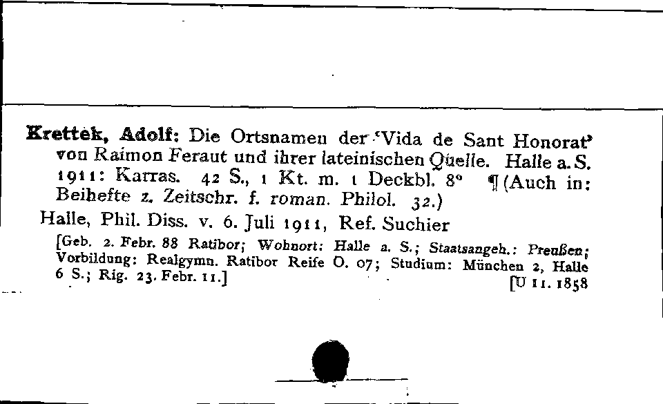 [Katalogkarte Dissertationenkatalog bis 1980]