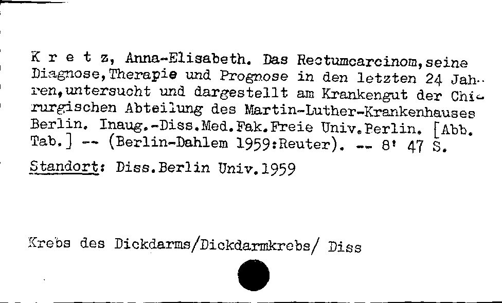 [Katalogkarte Dissertationenkatalog bis 1980]