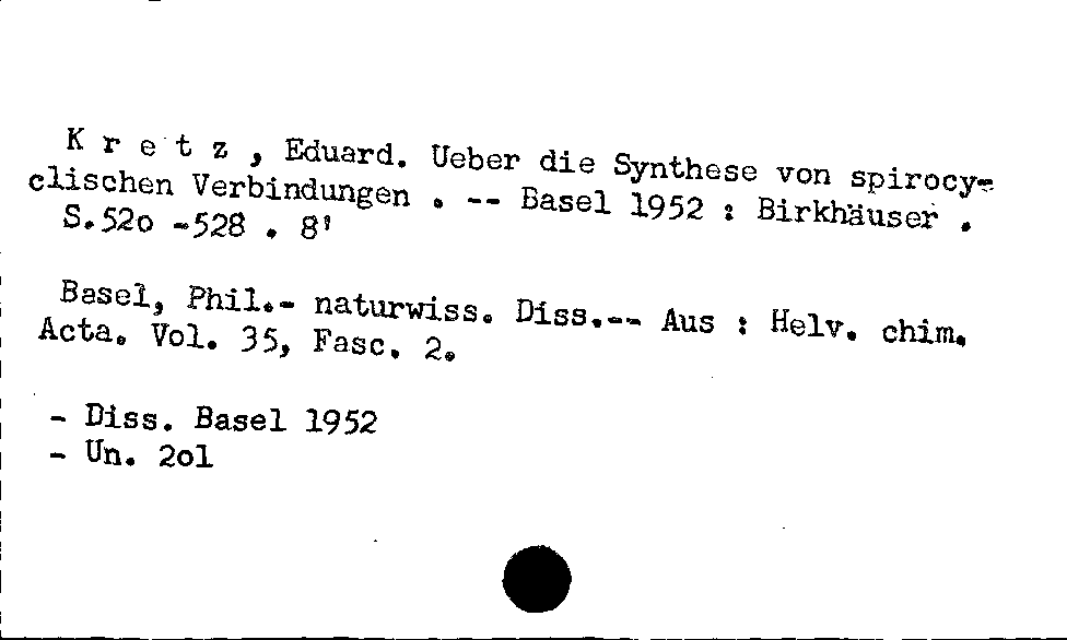 [Katalogkarte Dissertationenkatalog bis 1980]