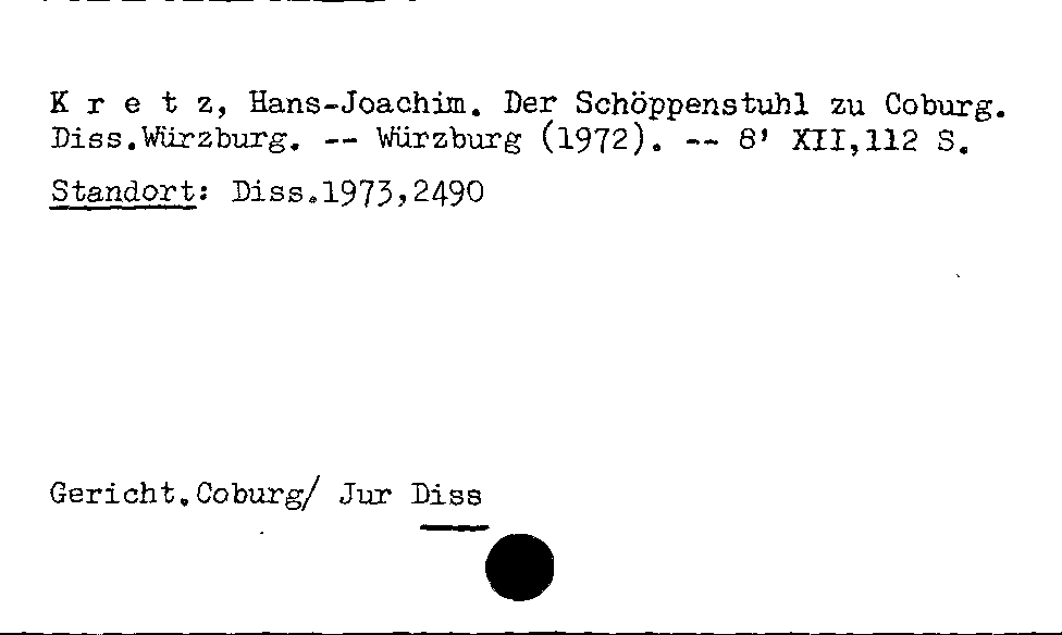 [Katalogkarte Dissertationenkatalog bis 1980]