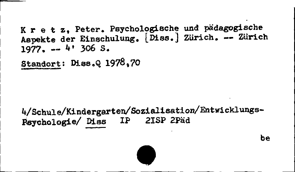 [Katalogkarte Dissertationenkatalog bis 1980]