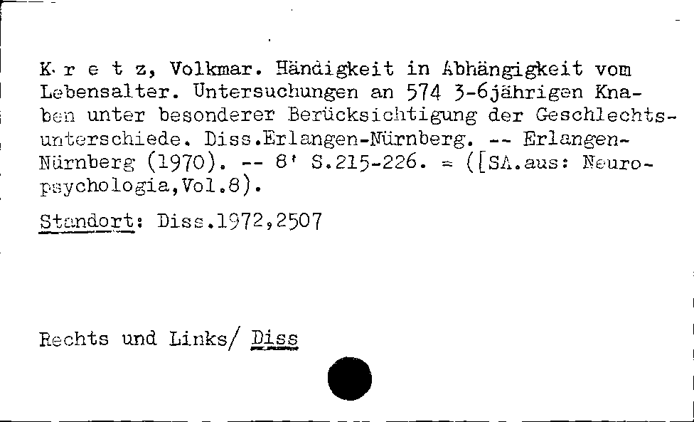 [Katalogkarte Dissertationenkatalog bis 1980]