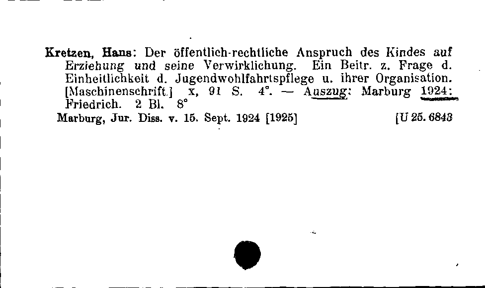 [Katalogkarte Dissertationenkatalog bis 1980]