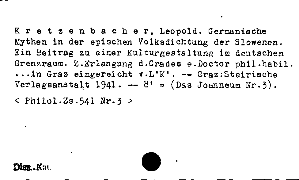 [Katalogkarte Dissertationenkatalog bis 1980]