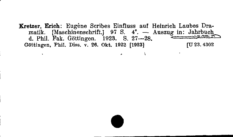 [Katalogkarte Dissertationenkatalog bis 1980]