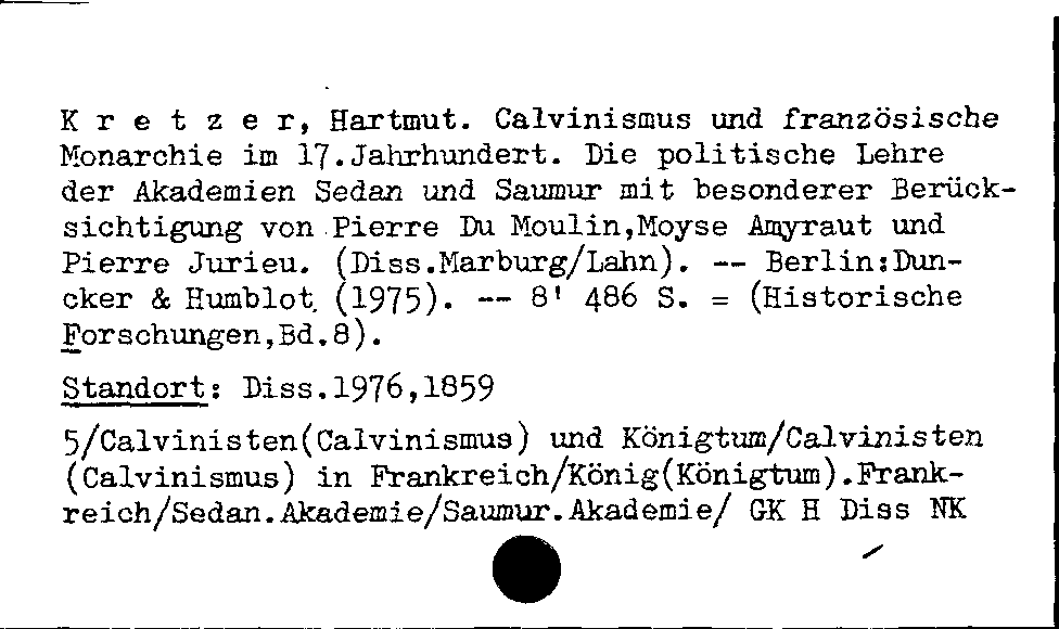 [Katalogkarte Dissertationenkatalog bis 1980]