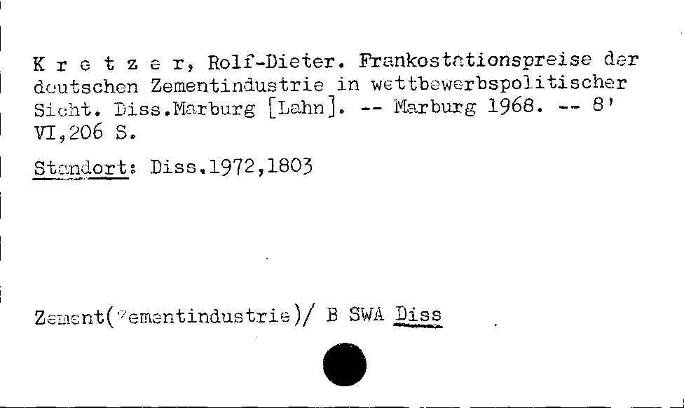 [Katalogkarte Dissertationenkatalog bis 1980]