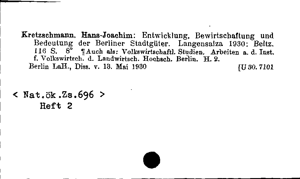 [Katalogkarte Dissertationenkatalog bis 1980]