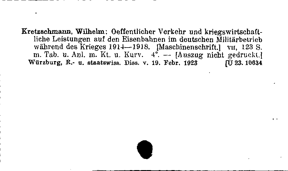 [Katalogkarte Dissertationenkatalog bis 1980]