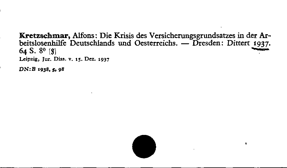 [Katalogkarte Dissertationenkatalog bis 1980]