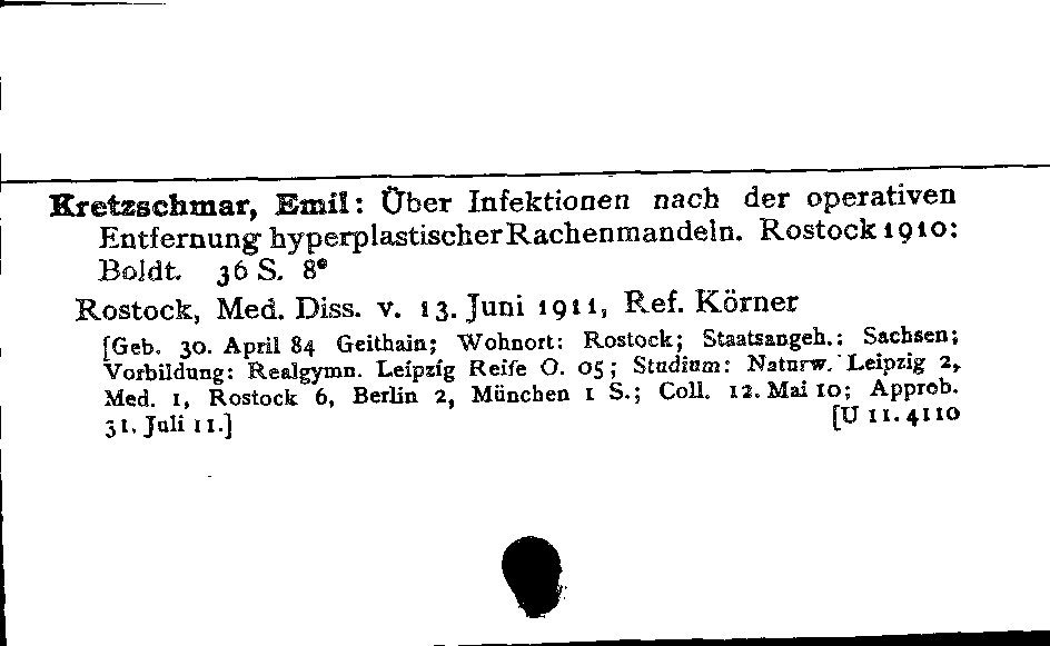 [Katalogkarte Dissertationenkatalog bis 1980]