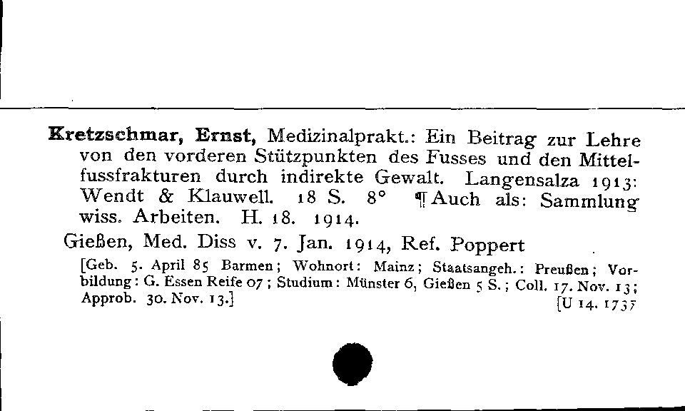 [Katalogkarte Dissertationenkatalog bis 1980]