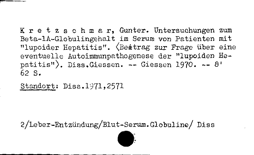 [Katalogkarte Dissertationenkatalog bis 1980]