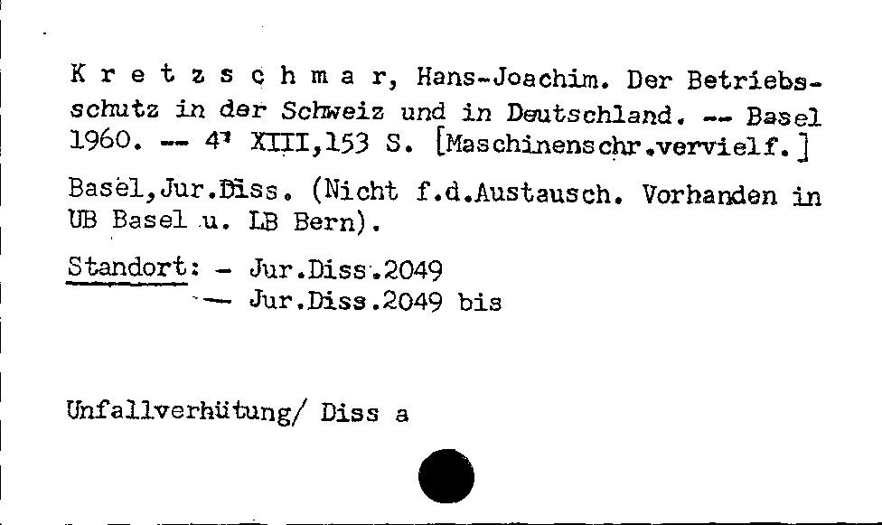 [Katalogkarte Dissertationenkatalog bis 1980]