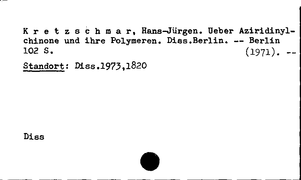 [Katalogkarte Dissertationenkatalog bis 1980]