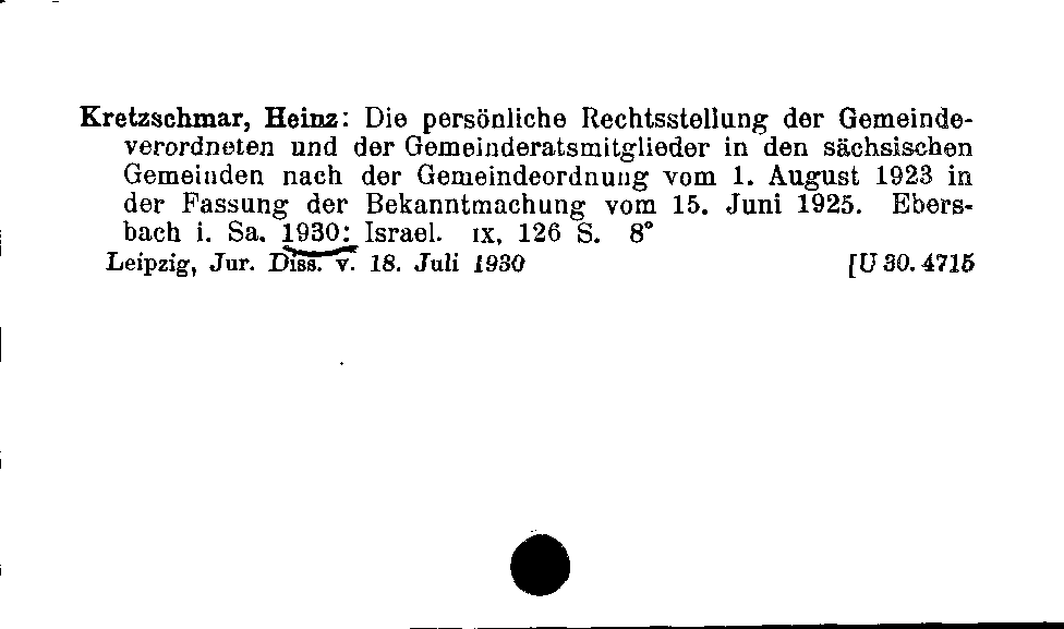 [Katalogkarte Dissertationenkatalog bis 1980]