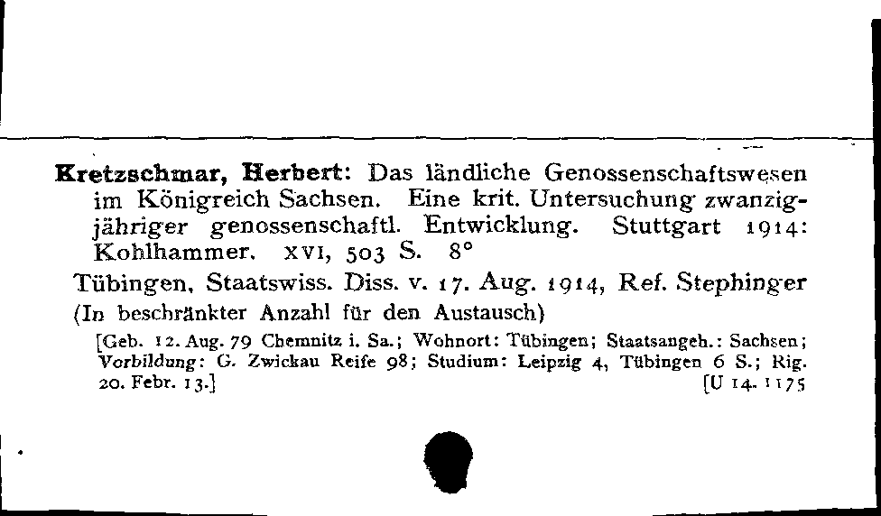 [Katalogkarte Dissertationenkatalog bis 1980]