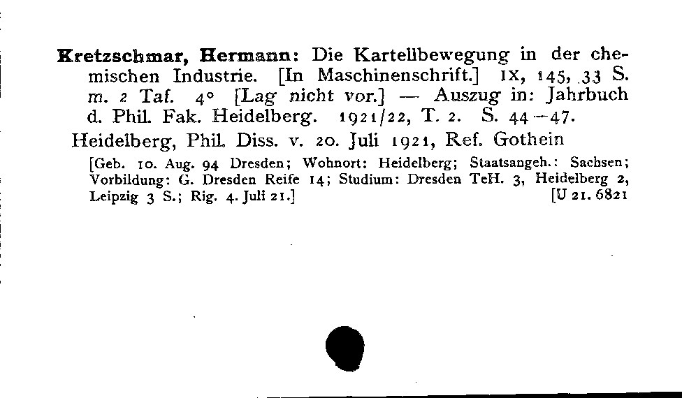 [Katalogkarte Dissertationenkatalog bis 1980]