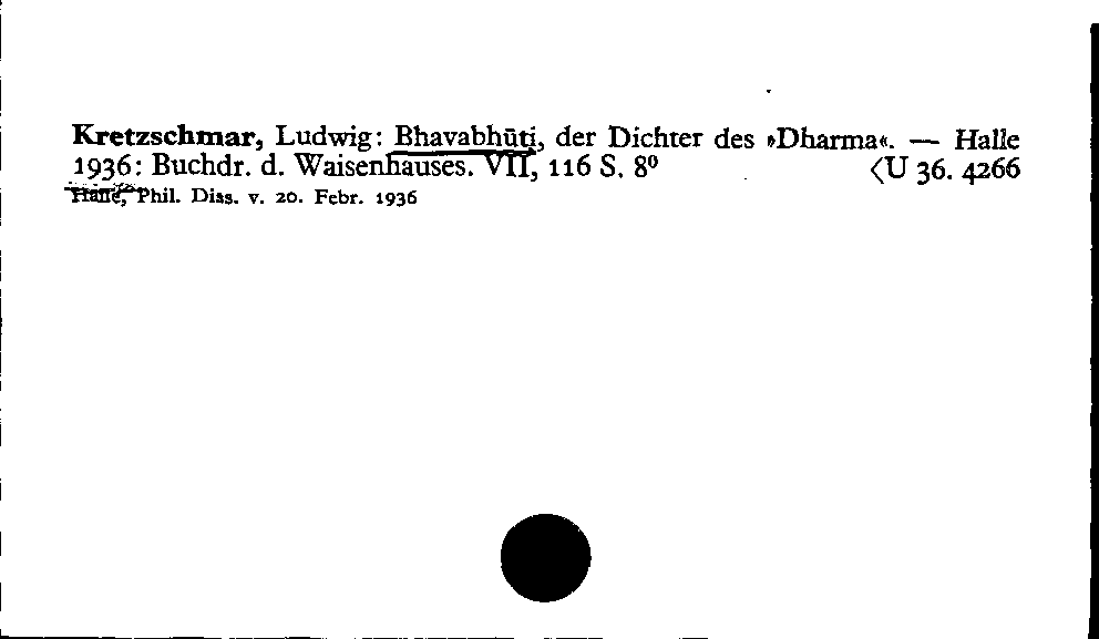 [Katalogkarte Dissertationenkatalog bis 1980]