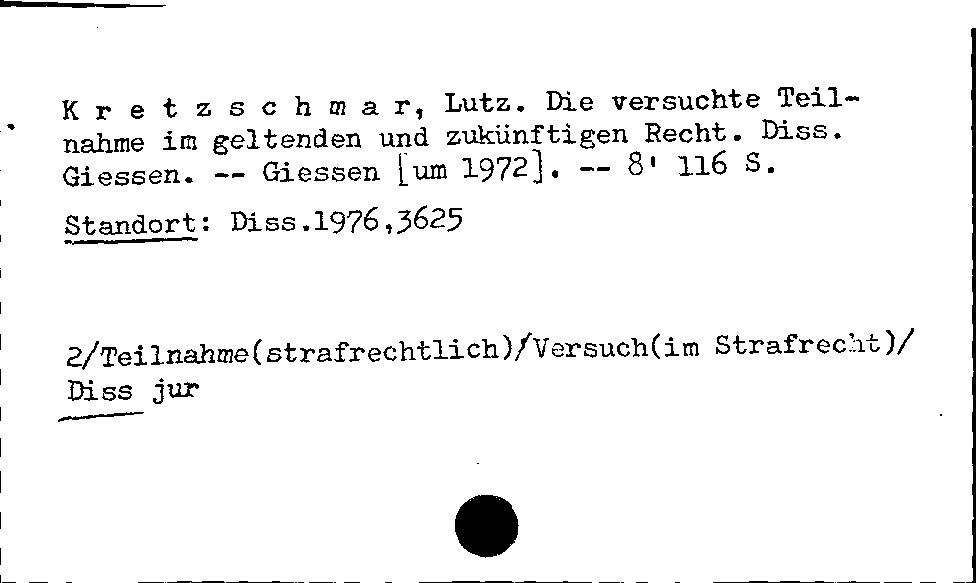 [Katalogkarte Dissertationenkatalog bis 1980]