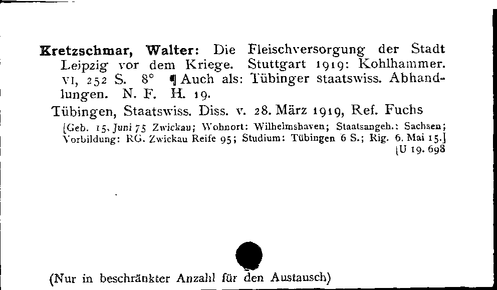 [Katalogkarte Dissertationenkatalog bis 1980]