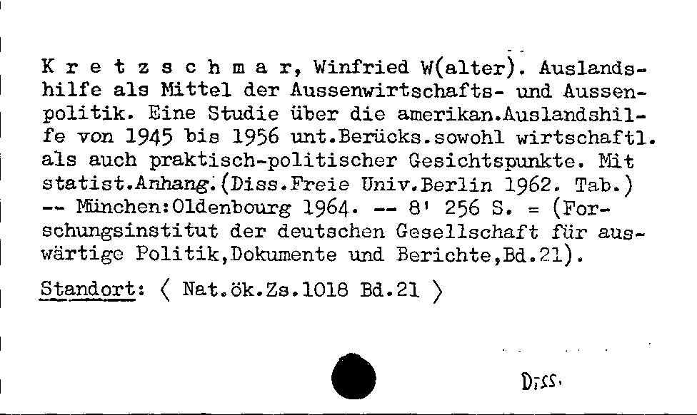 [Katalogkarte Dissertationenkatalog bis 1980]