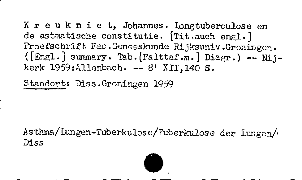 [Katalogkarte Dissertationenkatalog bis 1980]