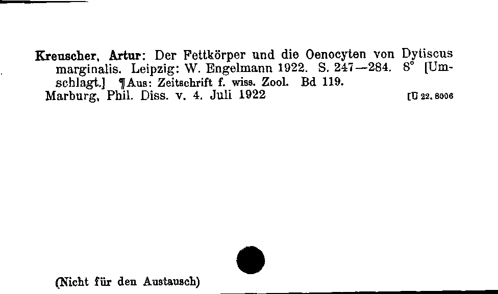 [Katalogkarte Dissertationenkatalog bis 1980]