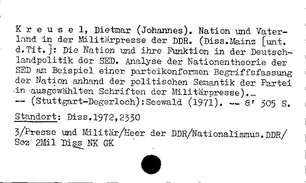 [Katalogkarte Dissertationenkatalog bis 1980]