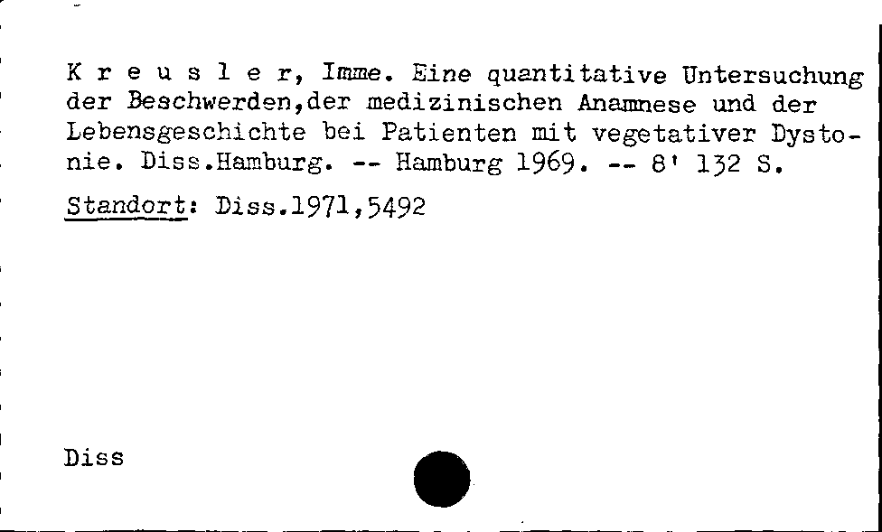 [Katalogkarte Dissertationenkatalog bis 1980]