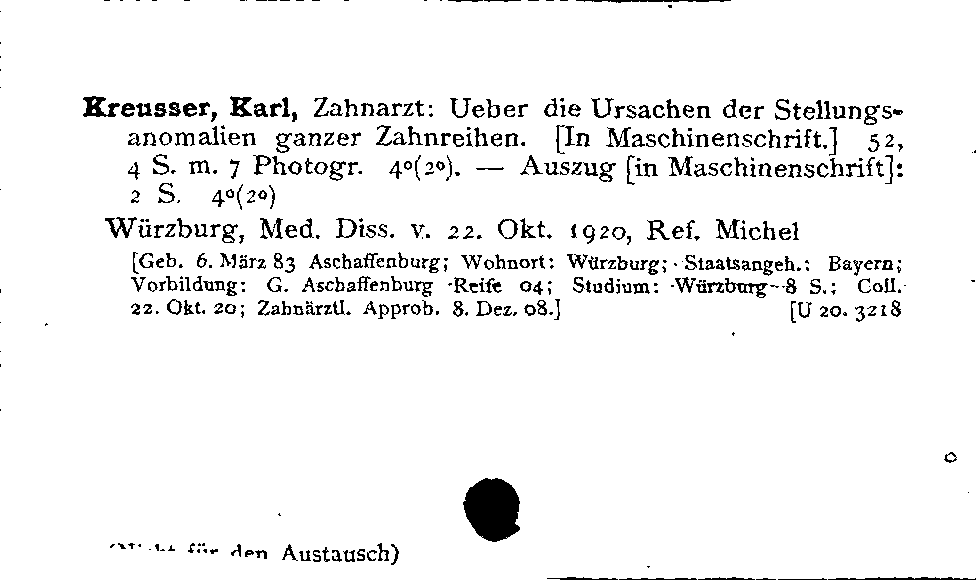 [Katalogkarte Dissertationenkatalog bis 1980]