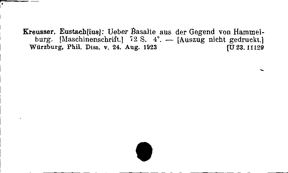 [Katalogkarte Dissertationenkatalog bis 1980]