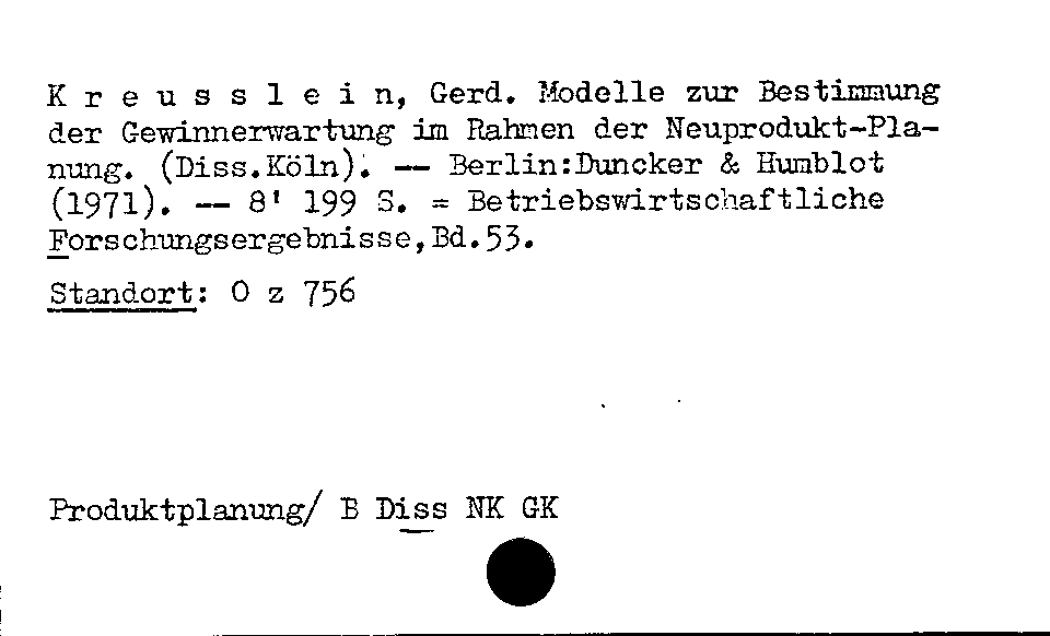 [Katalogkarte Dissertationenkatalog bis 1980]