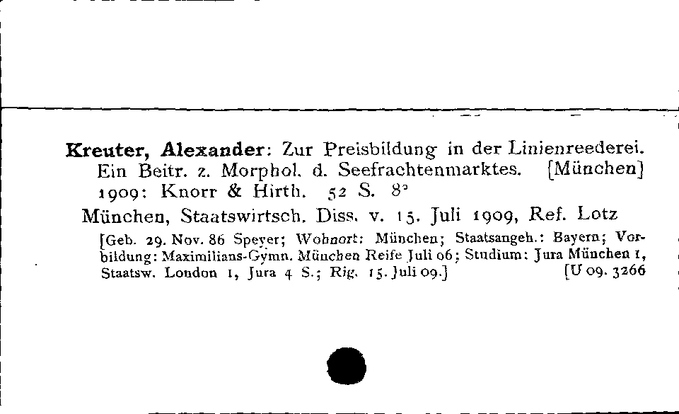 [Katalogkarte Dissertationenkatalog bis 1980]