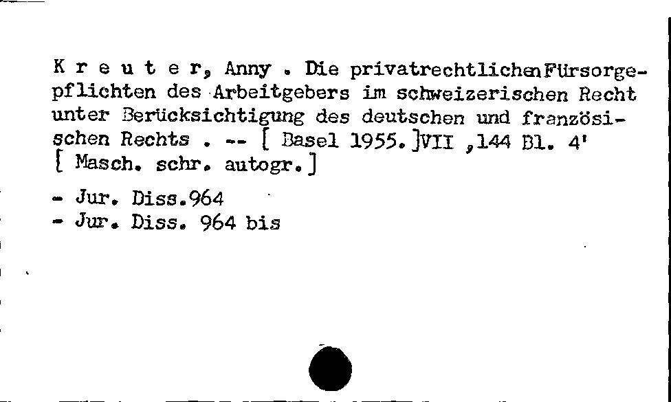 [Katalogkarte Dissertationenkatalog bis 1980]