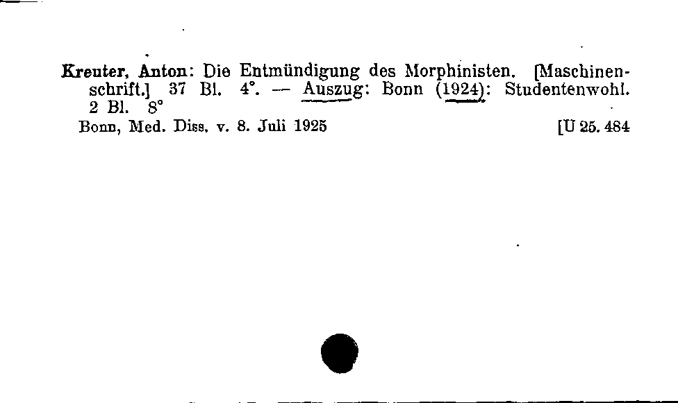 [Katalogkarte Dissertationenkatalog bis 1980]