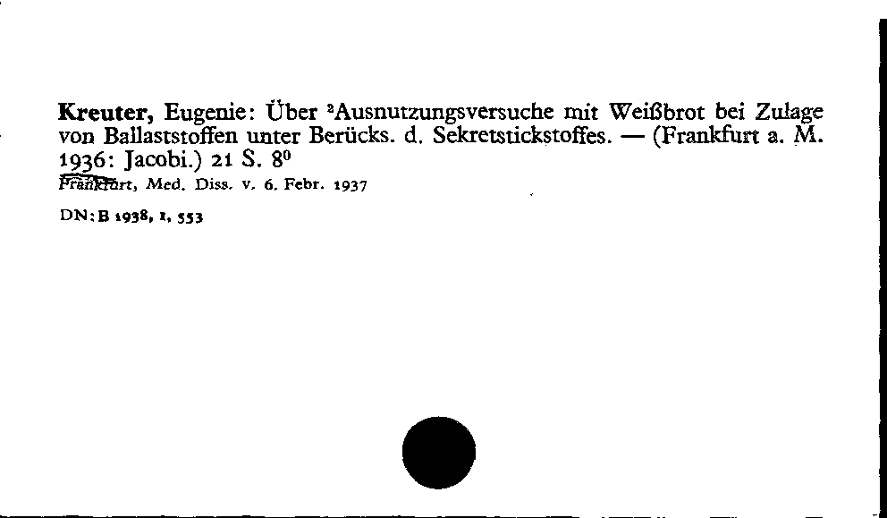 [Katalogkarte Dissertationenkatalog bis 1980]