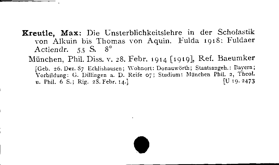 [Katalogkarte Dissertationenkatalog bis 1980]