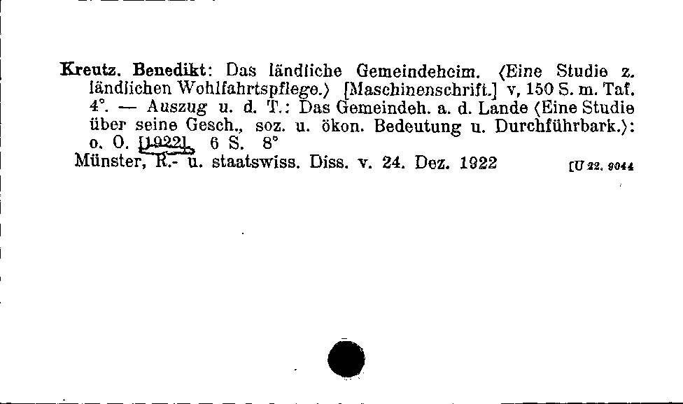 [Katalogkarte Dissertationenkatalog bis 1980]