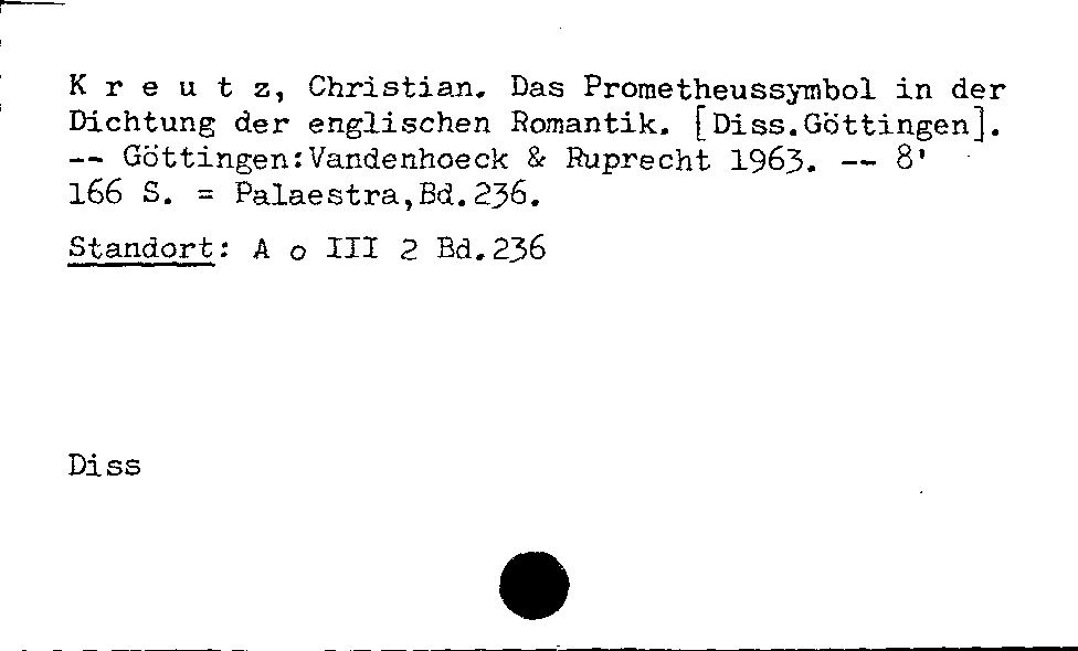 [Katalogkarte Dissertationenkatalog bis 1980]