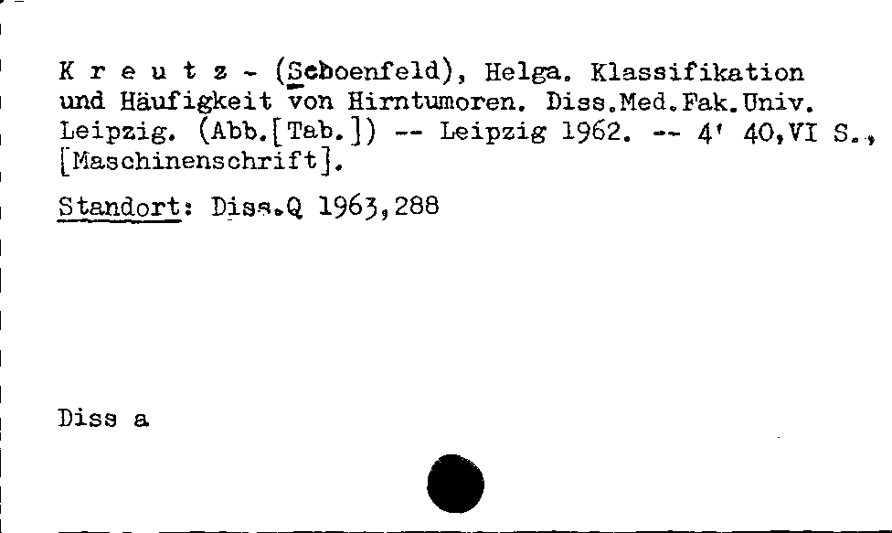 [Katalogkarte Dissertationenkatalog bis 1980]