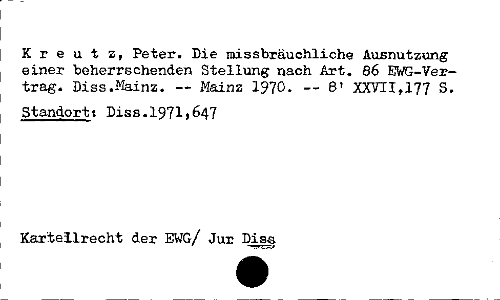 [Katalogkarte Dissertationenkatalog bis 1980]